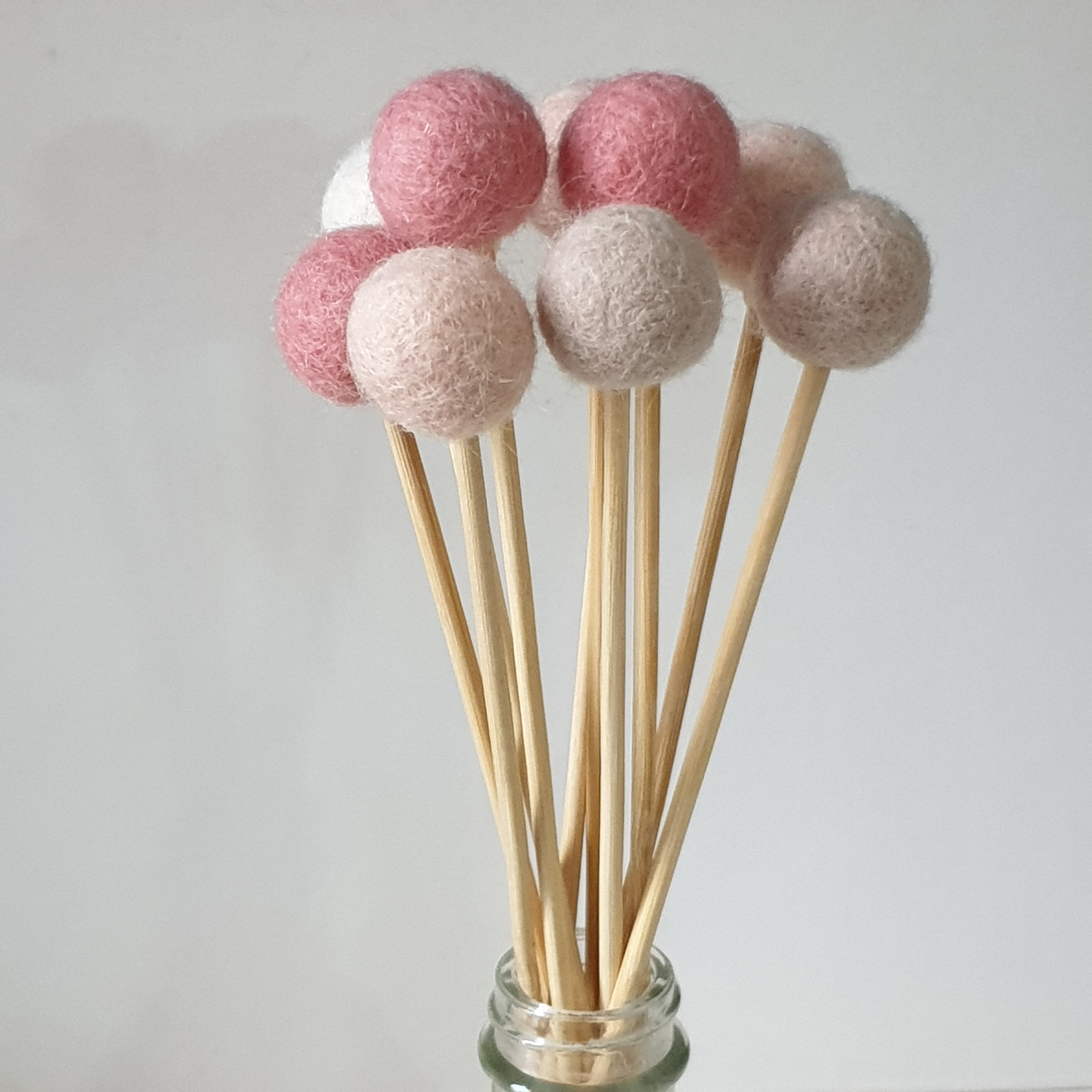 Blush Pom Pom Flowers, Felt Ball Bouquet Room Decor