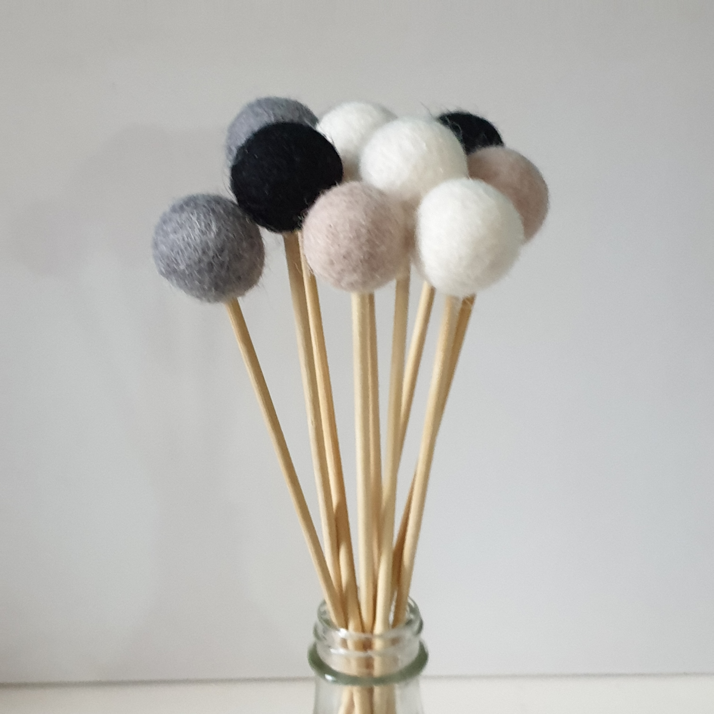 Monochrome Pom Pom Flowers, Felt Ball Bouquet Room Decor