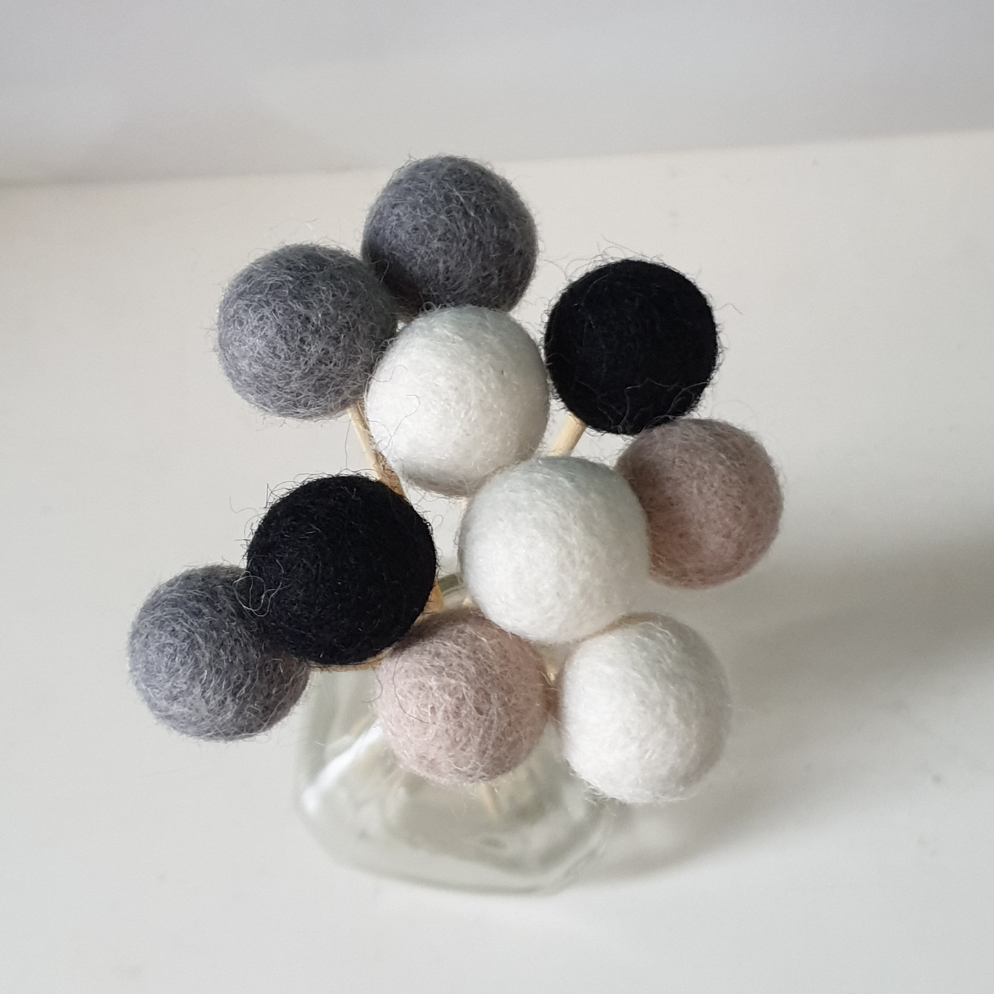Monochrome Pom Pom Flowers, Felt Ball Bouquet Room Decor