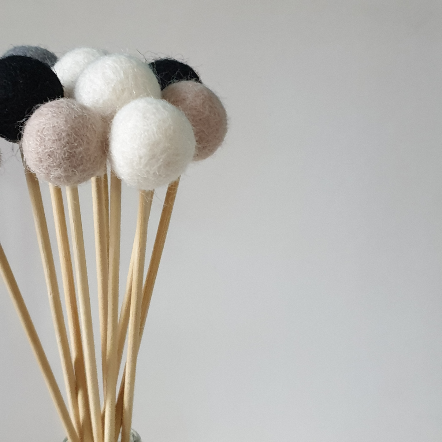 Monochrome Pom Pom Flowers, Felt Ball Bouquet Room Decor