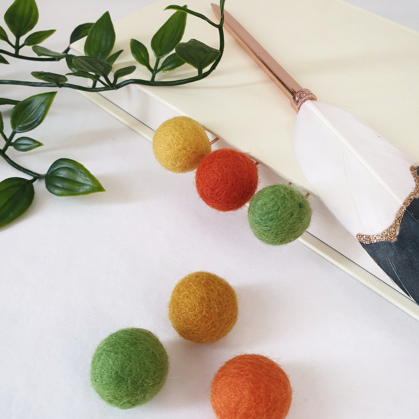 Autumn Pom Pom Paperclips - Felt Ball Stationary Bookmarks