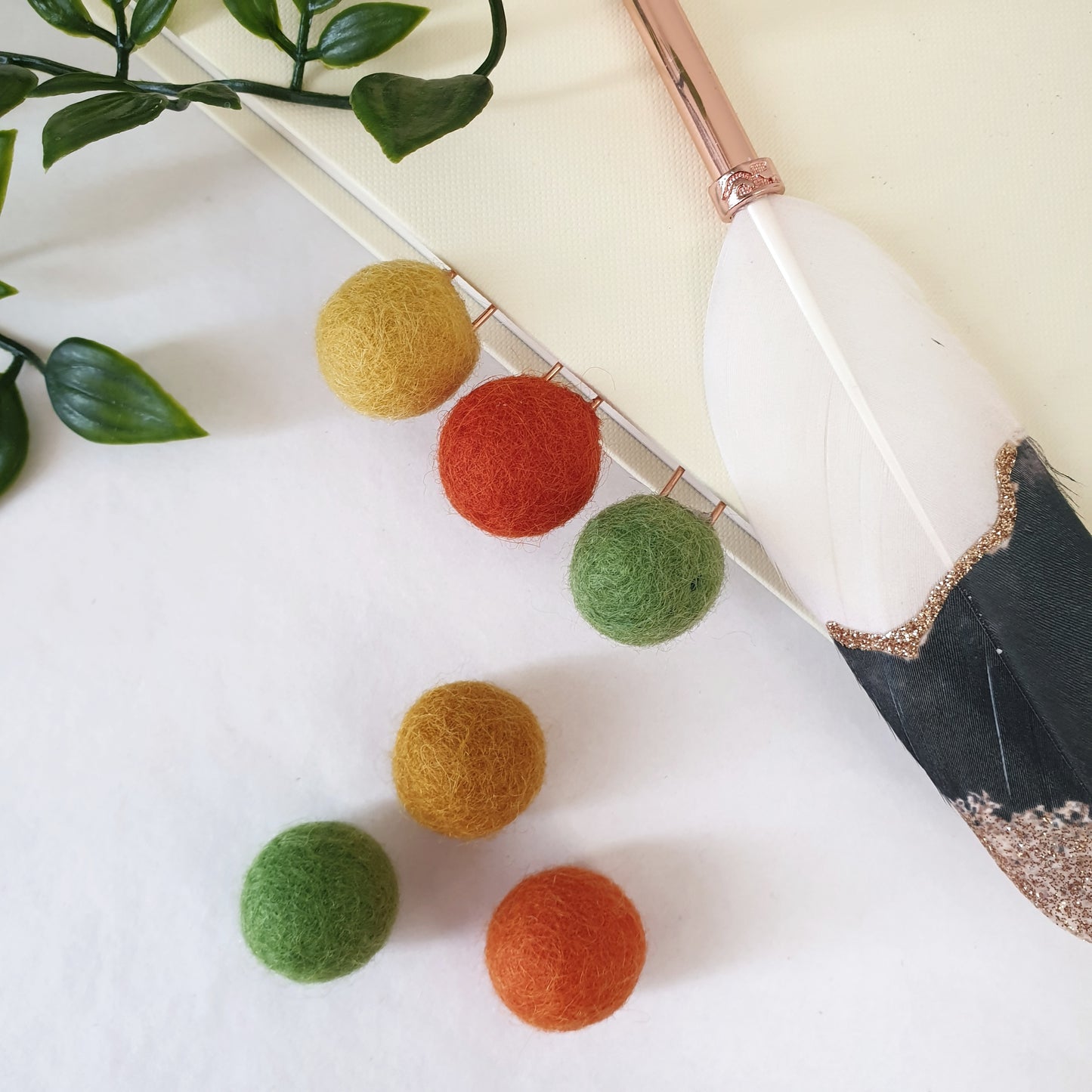 Autumn Pom Pom Paperclips - Felt Ball Stationary Bookmarks