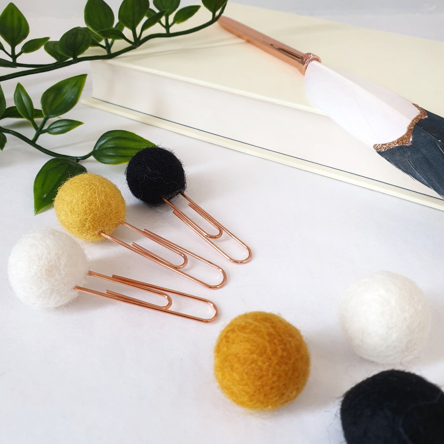 Bee Pom Pom Paperclips - Felt Ball Stationary Bookmarks