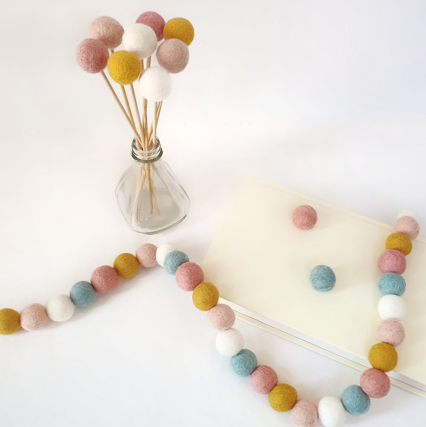 Bloom Pastel Pom Pom Garland - Felt Ball Nursery Decor