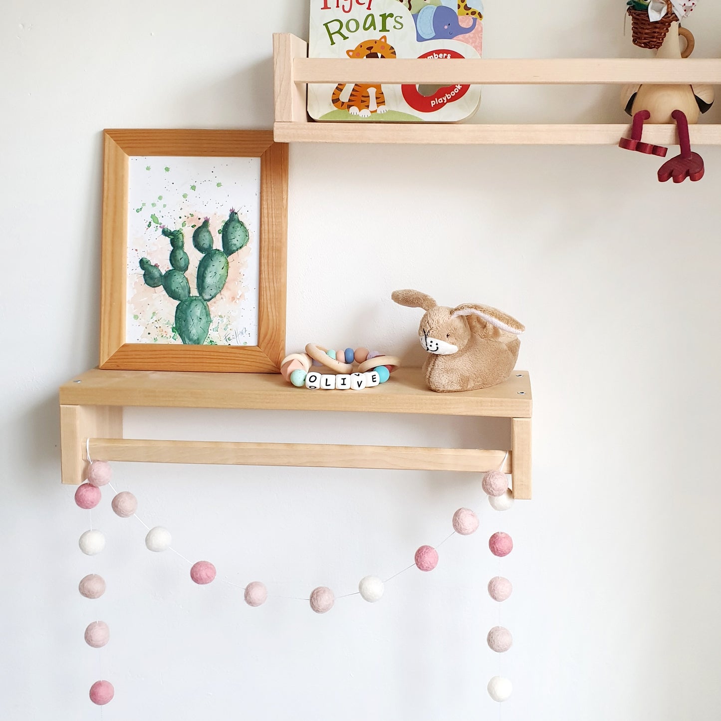 Blush Pom Pom Garland - Felt Ball Nursery Decor