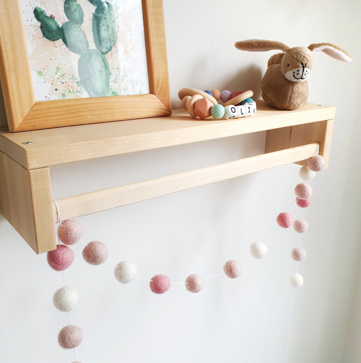 Blush Pom Pom Garland - Felt Ball Nursery Decor