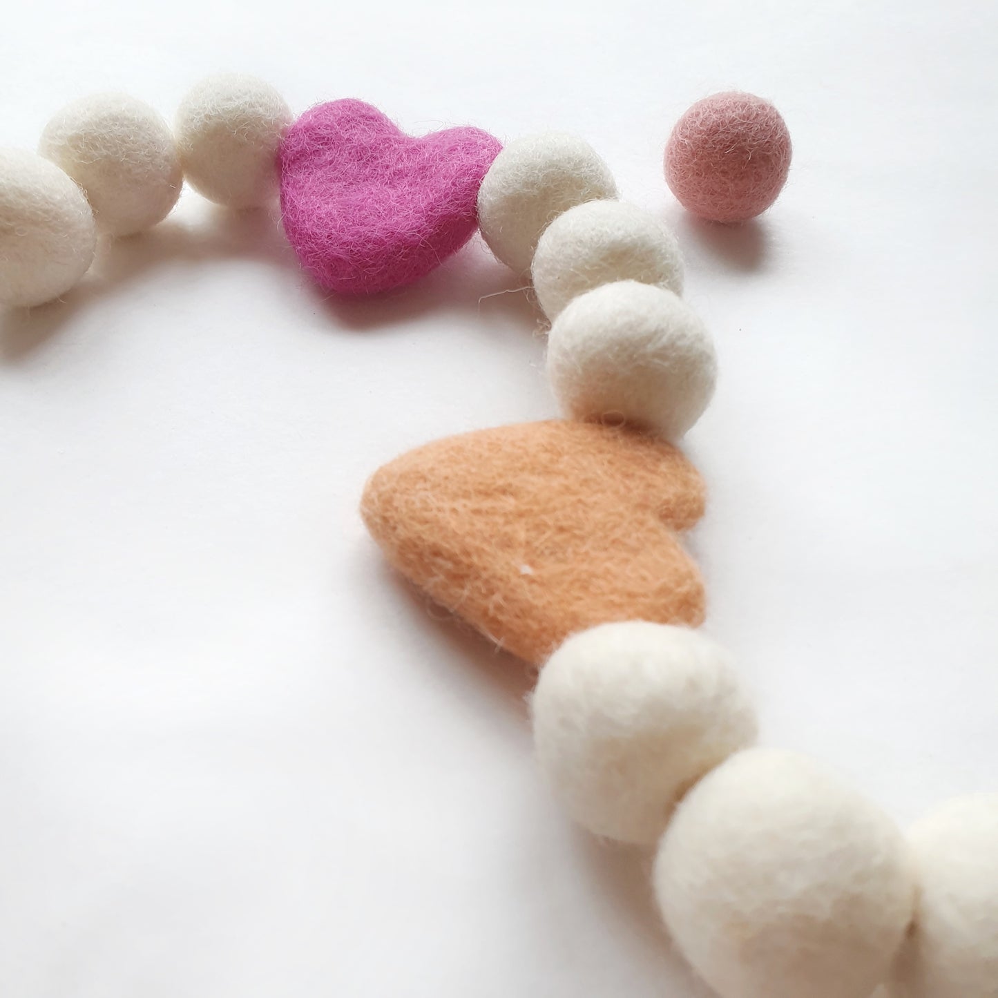 Candy Heart Pom Pom Garland - Felt Ball Nursery Decor