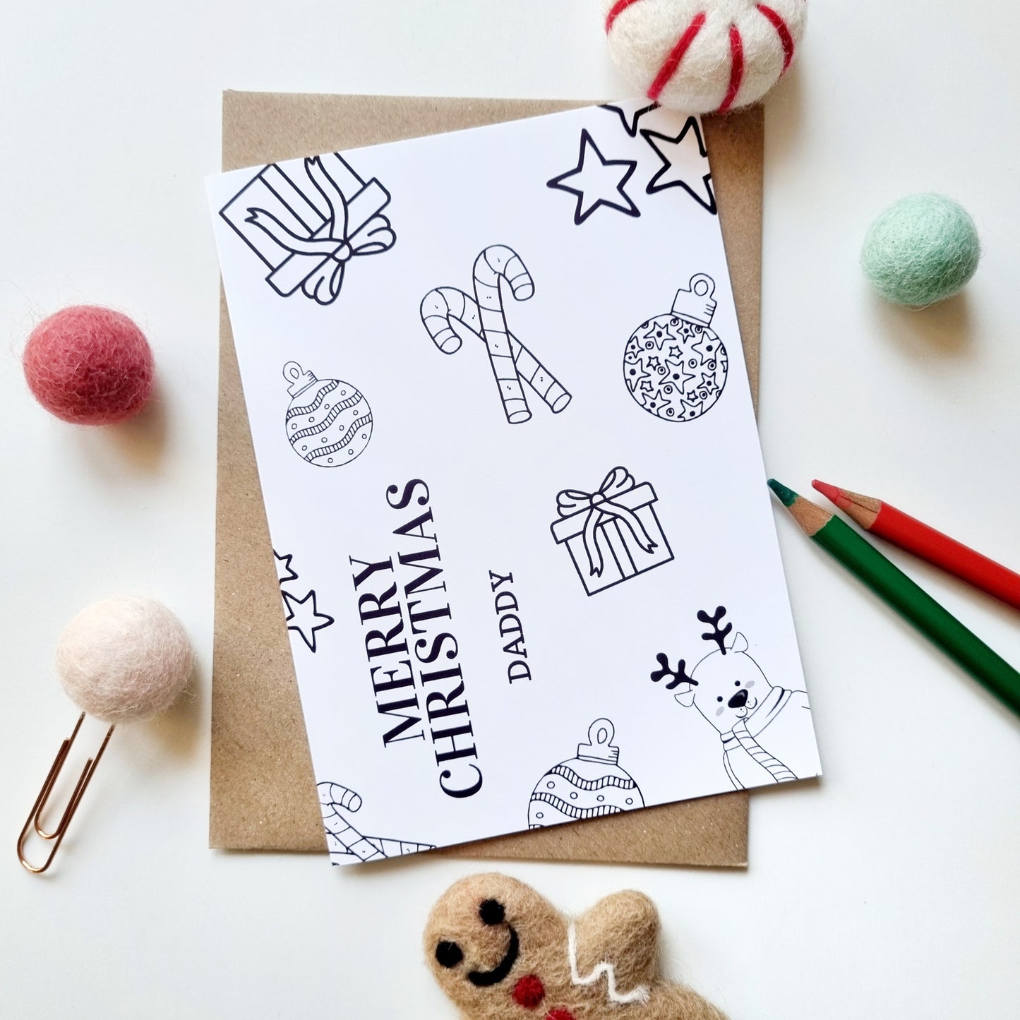 Colour Me In Personalised Christmas Design- A6 Greeting Card