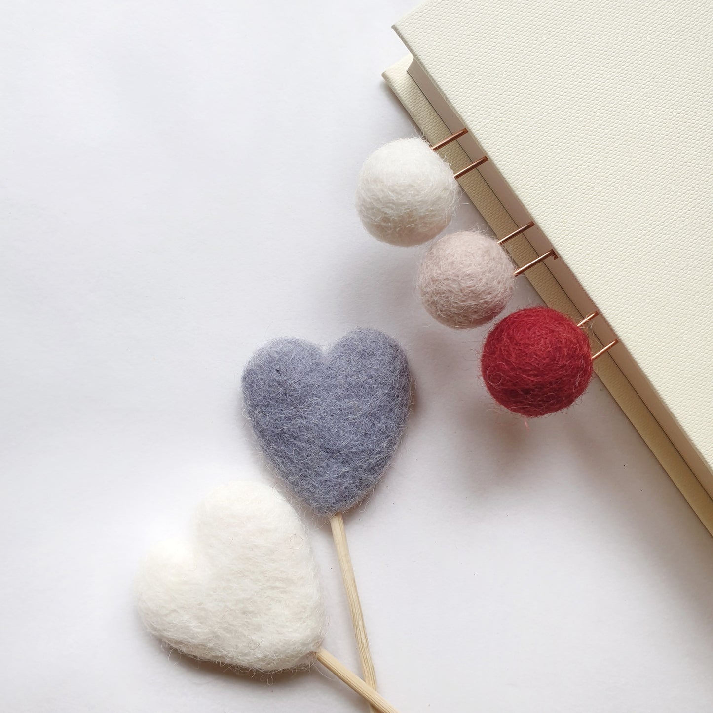 Cupid Pom Pom Paperclips - Felt Ball Stationary Bookmarks