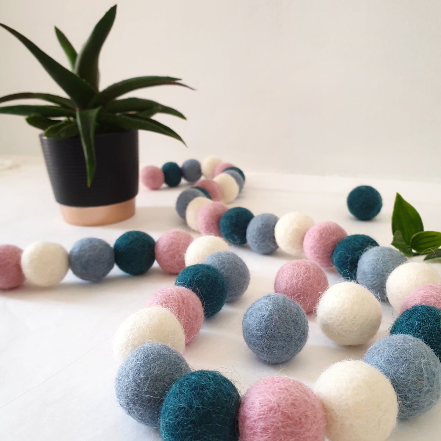 Dusky Rainbow Pom Pom Garland - Felt Ball Nursery Decor