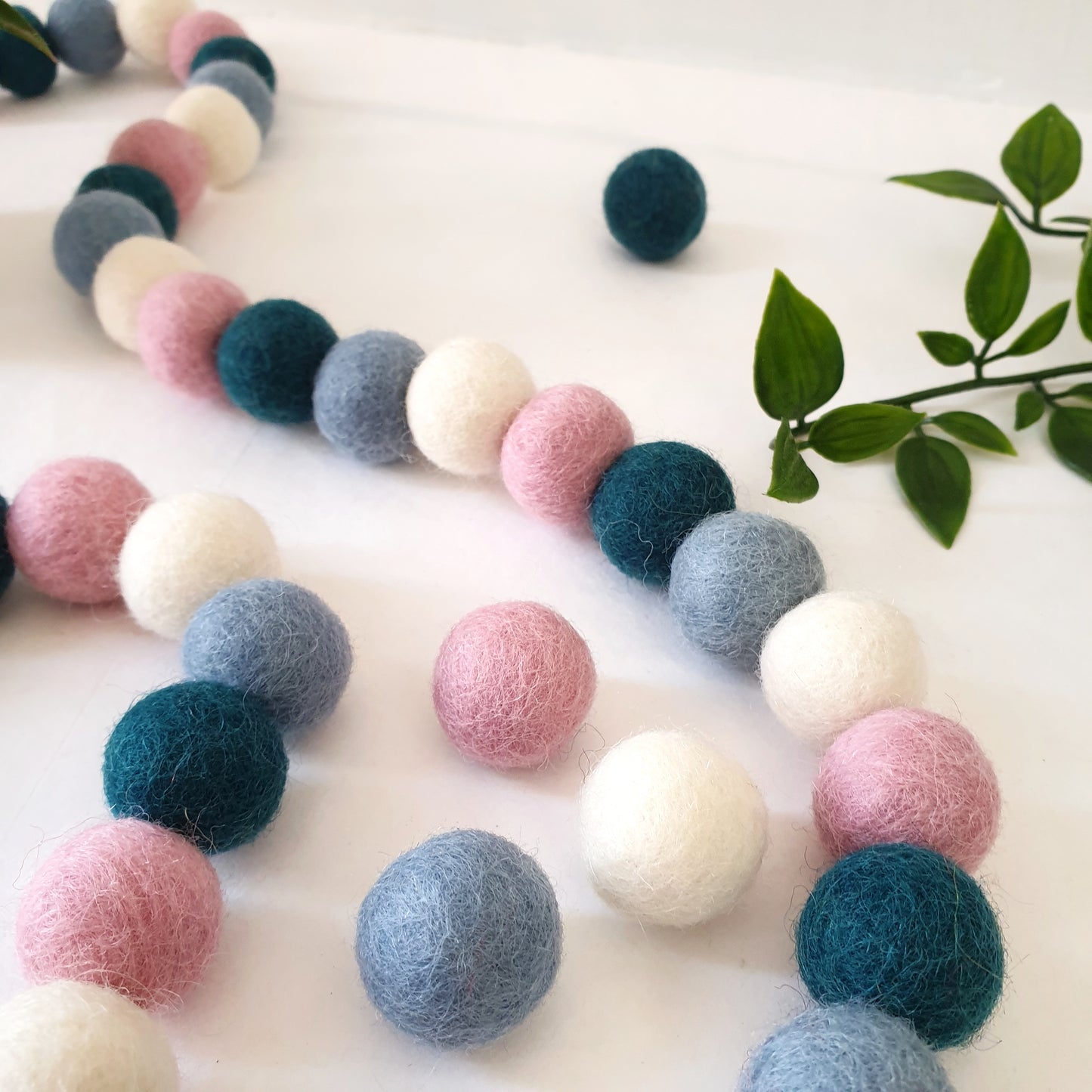 Dusky Rainbow Pom Pom Garland - Felt Ball Nursery Decor