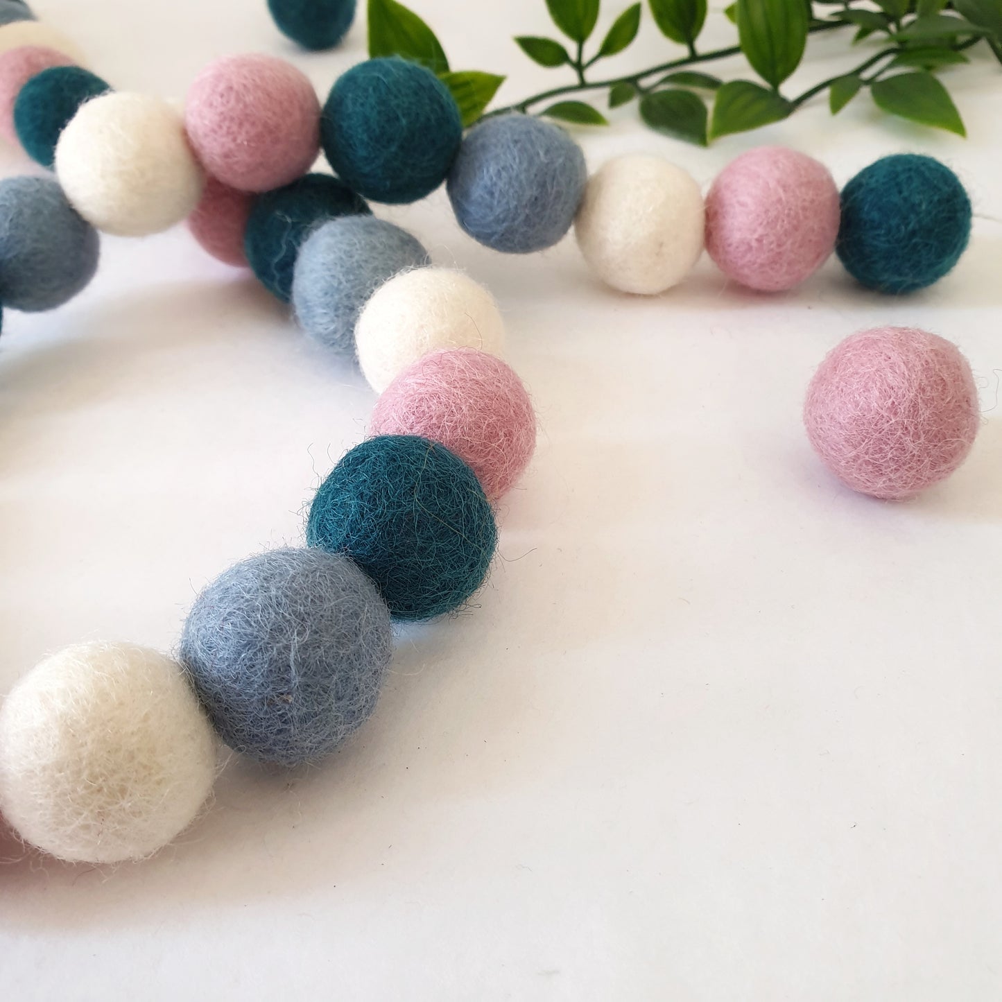 Dusky Rainbow Pom Pom Garland - Felt Ball Nursery Decor