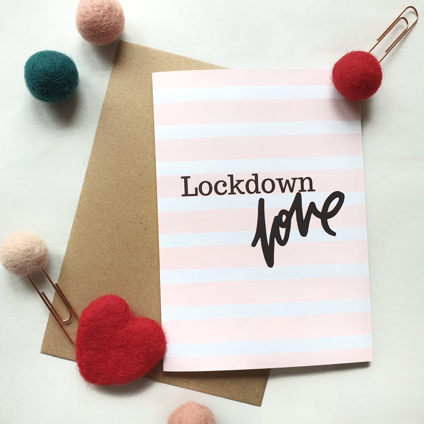 Lockdown Love - A6 Striped Greeting Card