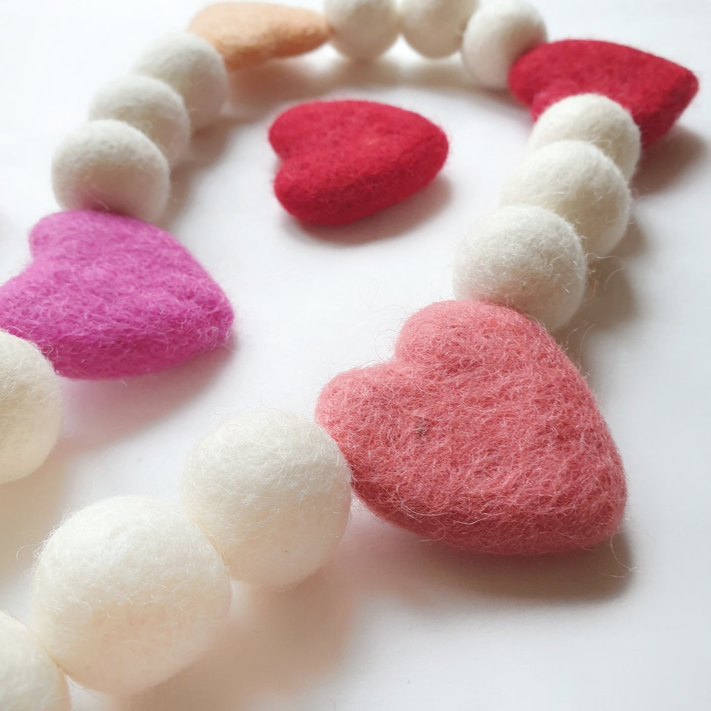Love Heart Pom Pom Garland - Felt Ball Nursery Decor
