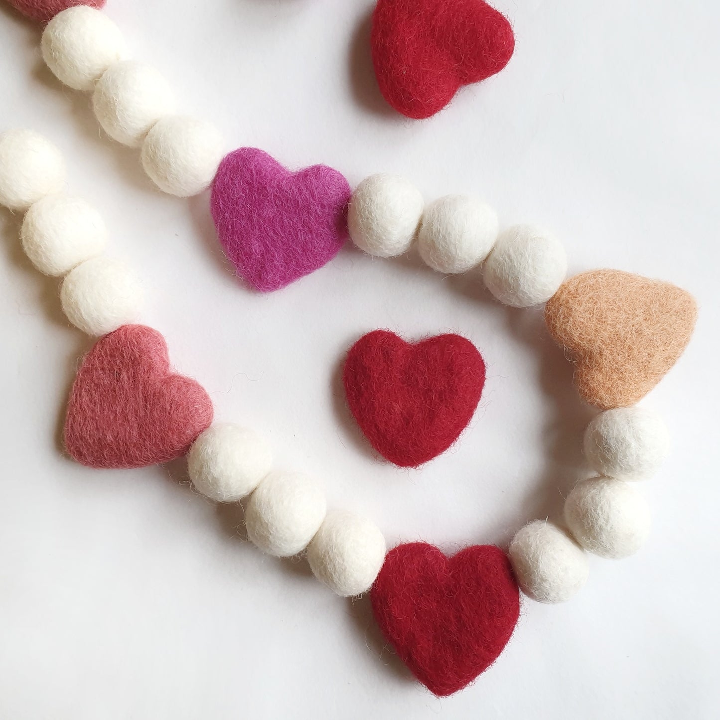 Love Heart Pom Pom Garland - Felt Ball Nursery Decor