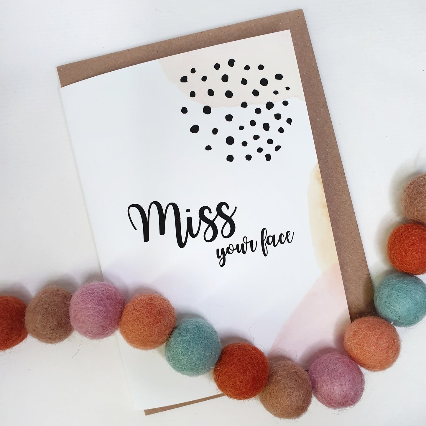 Miss your Face - A6 Monochrome Typo Water Paint Greeting Card