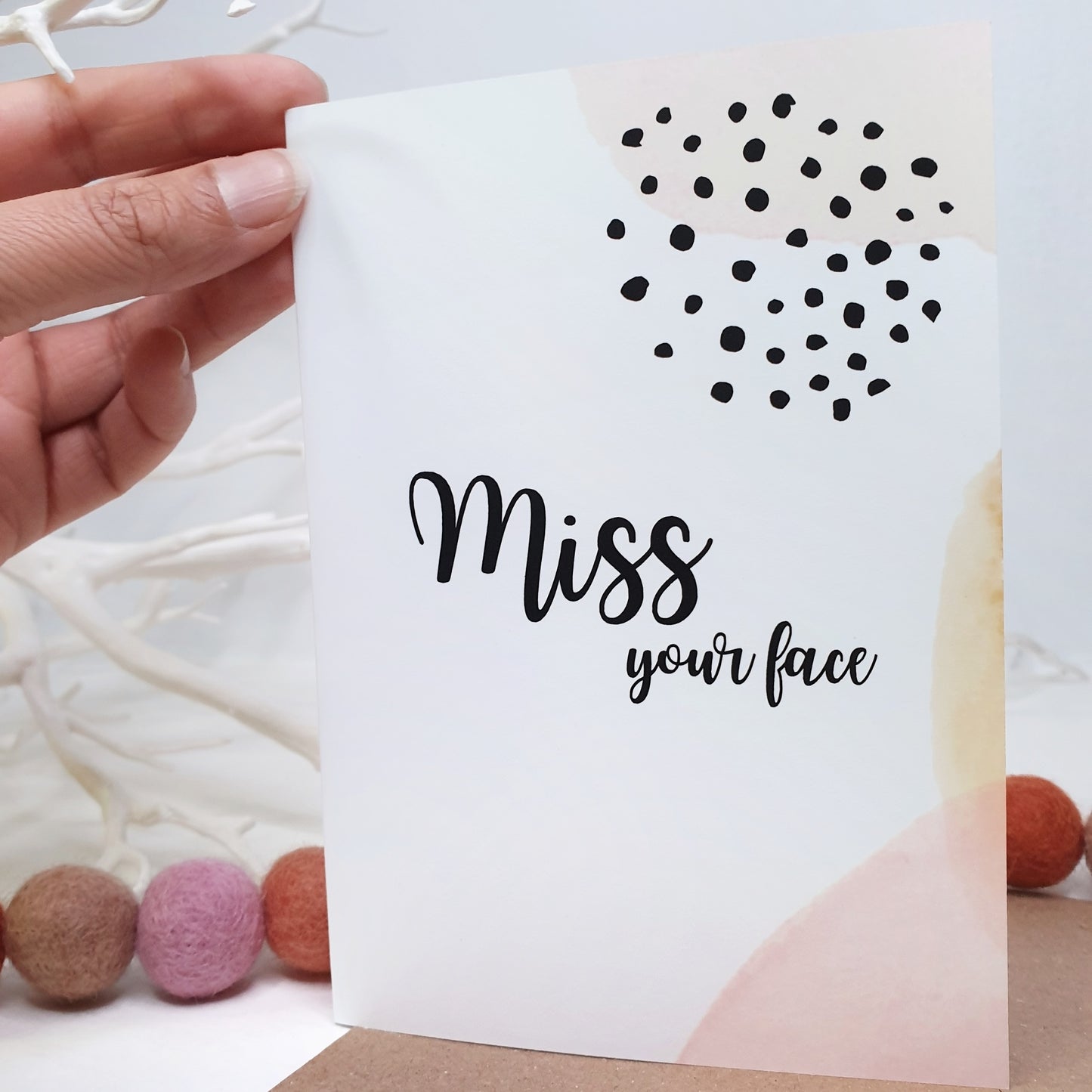 Miss your Face - A6 Monochrome Typo Water Paint Greeting Card