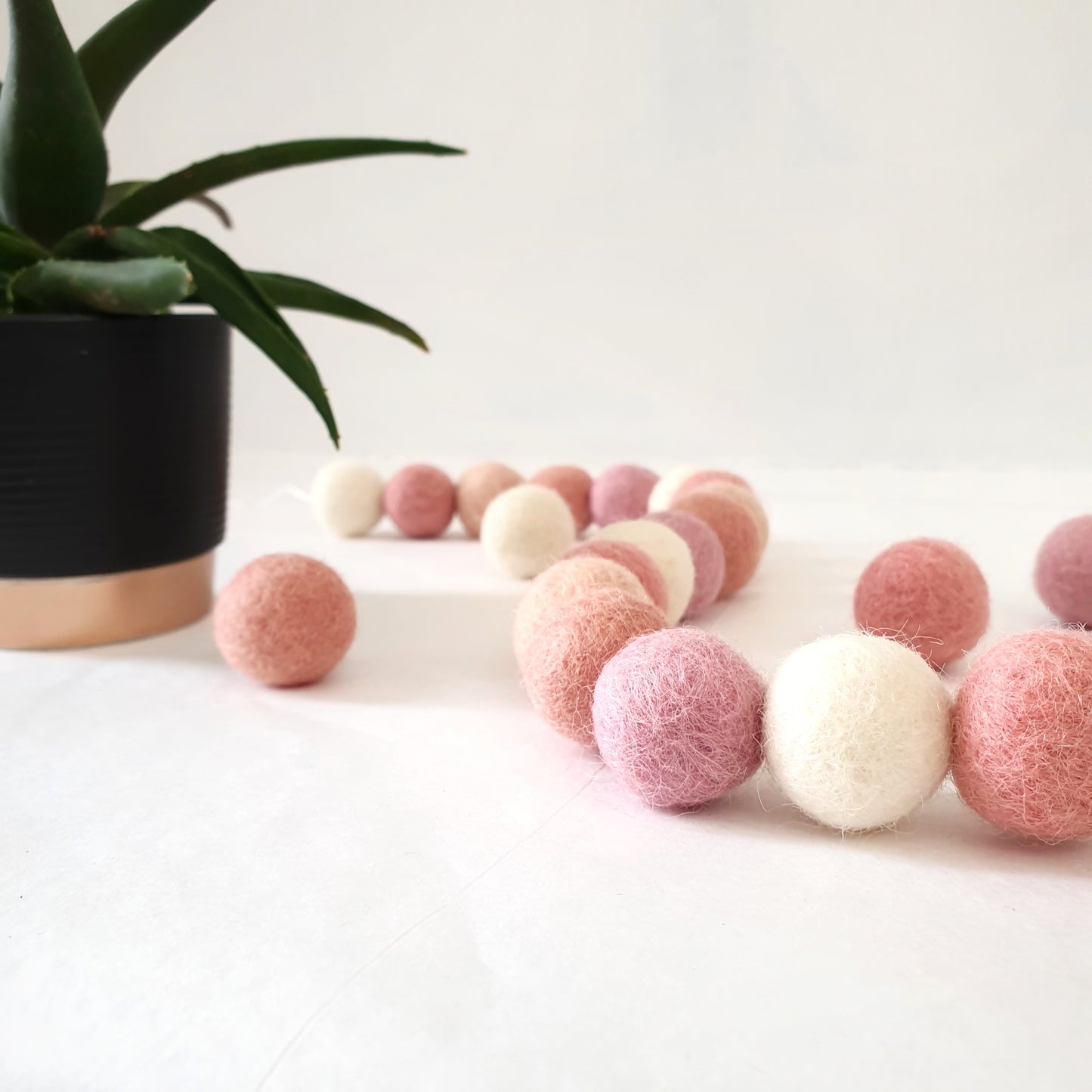 Ombre Pink Rainbow Pom Pom Garland - Felt Ball Nursery Decor