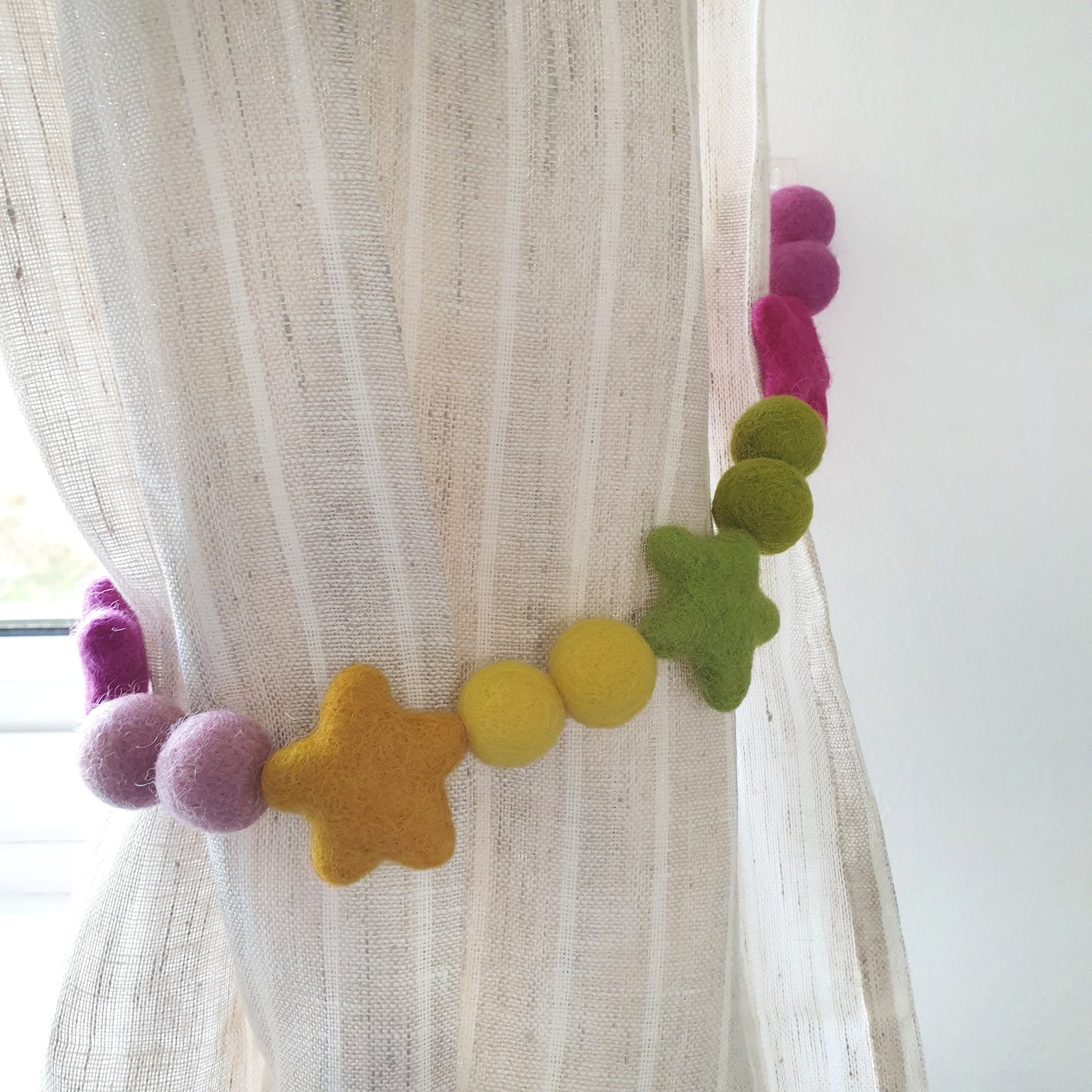 Bright Star Curtain Felt Ball Pom Pom Tie Backs