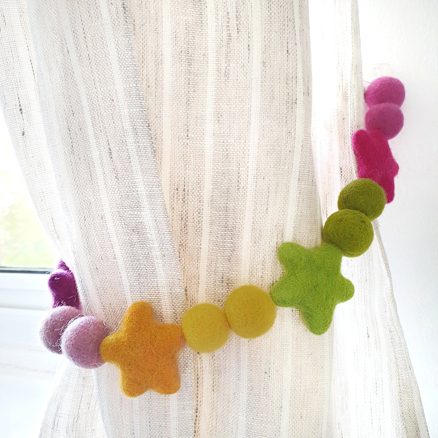 Bright Star Curtain Felt Ball Pom Pom Tie Backs