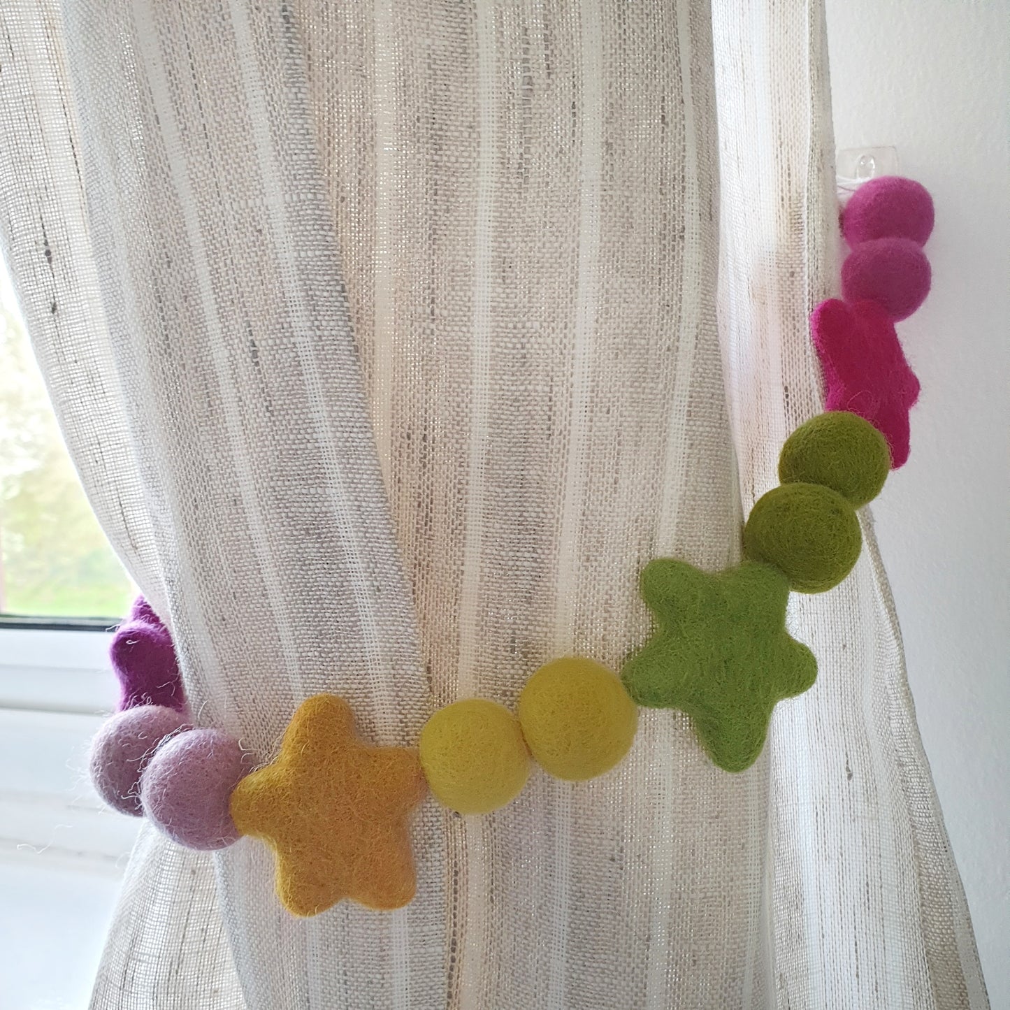 Bright Star Curtain Felt Ball Pom Pom Tie Backs