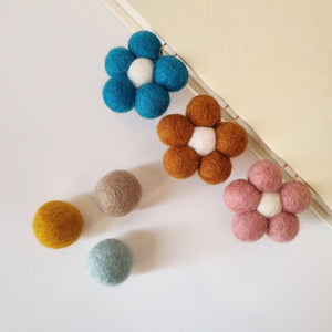 Flower Pom Pom Paperclips - Felt Ball Stationary Bookmarks