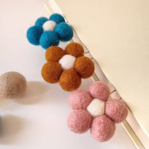 Flower Pom Pom Paperclips - Felt Ball Stationary Bookmarks