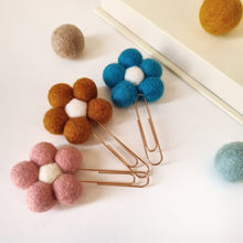Load image into Gallery viewer, Flower Pom Pom Paperclips - Felt Ball Stationary Bookmarks