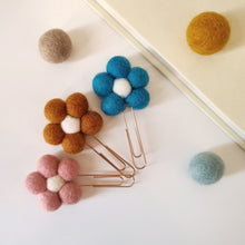 Load image into Gallery viewer, Flower Pom Pom Paperclips - Felt Ball Stationary Bookmarks