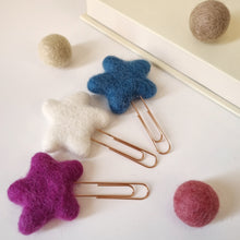 Load image into Gallery viewer, Custom Star Pom Pom Paperclips - Felt Ball Stationary Bookmarks