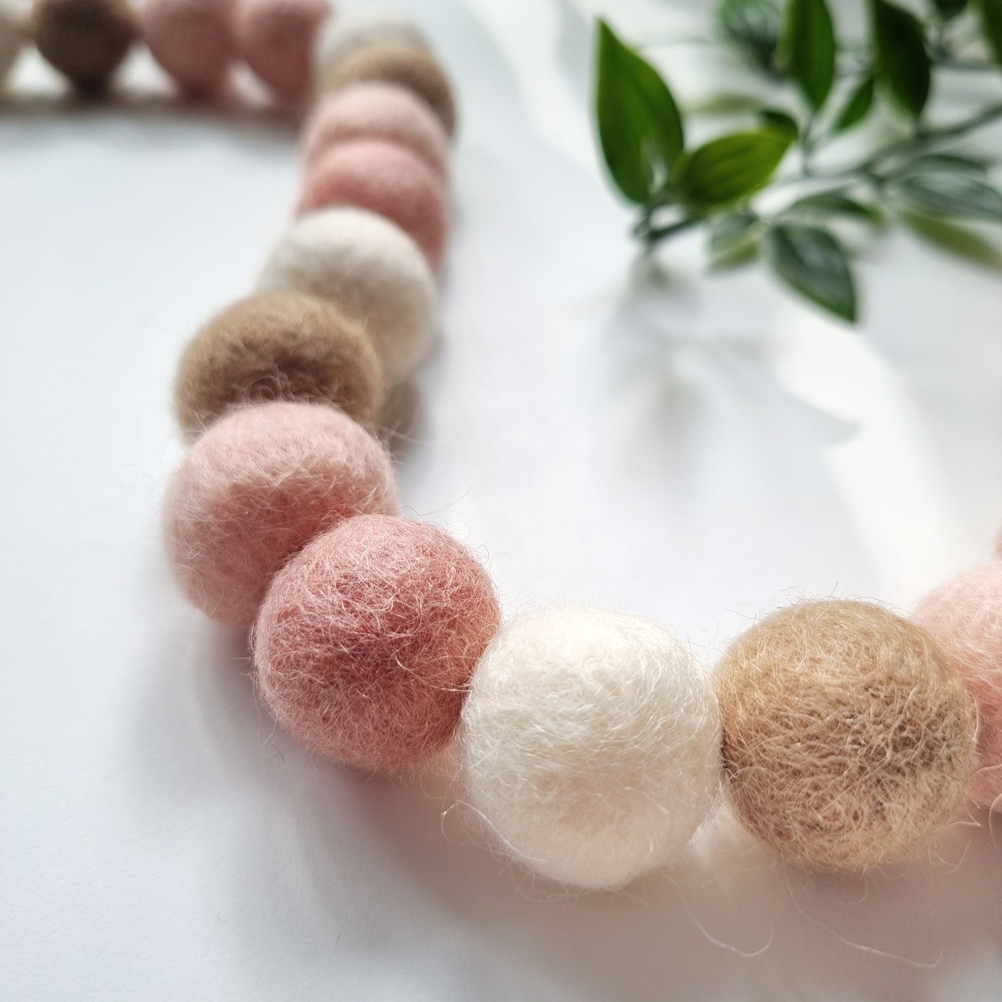 Blush Pom Pom Garland - Felt Ball Nursery Decor