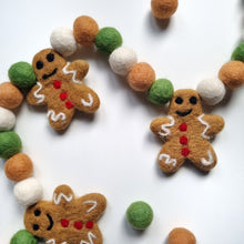 Load image into Gallery viewer, Christmas Gingerbread Pom Pom Garland - Felt Ball Nursery Decor