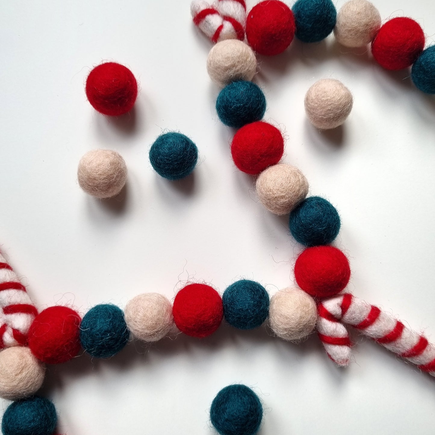 Custom Christmas Candy Cane Pom Pom Garland - Felt Ball Nursery Decor