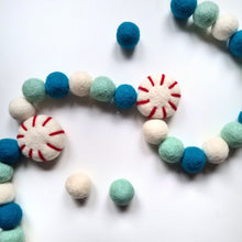 Load image into Gallery viewer, Custom Christmas Peppermint Pom Pom Garland - Felt Ball Nursery Decor
