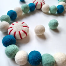 Load image into Gallery viewer, Christmas Peppermint Pom Pom Garland - Felt Ball Nursery Decor