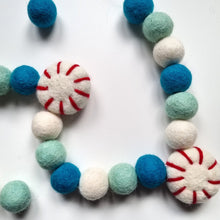Load image into Gallery viewer, Christmas Peppermint Pom Pom Garland - Felt Ball Nursery Decor