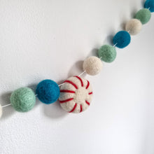 Load image into Gallery viewer, Christmas Peppermint Pom Pom Garland - Felt Ball Nursery Decor