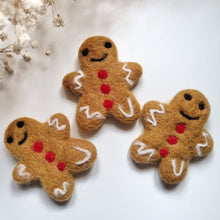 Load image into Gallery viewer, Felted Christmas Gingerbread - Pack of 3