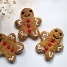 Load image into Gallery viewer, Felted Christmas Gingerbread - Pack of 3