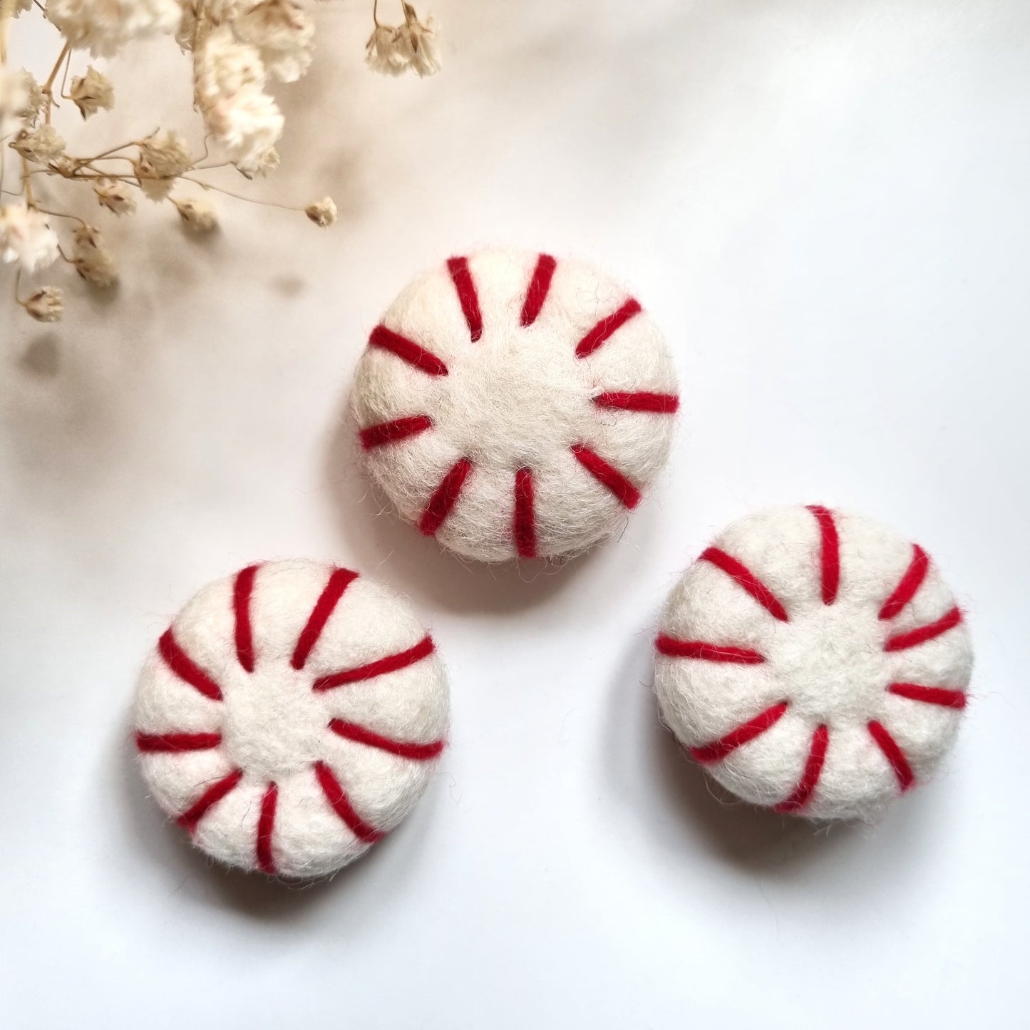 Felted Christmas Peppermint - Pack of 3