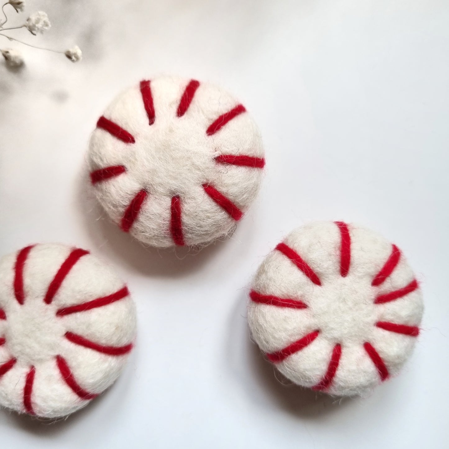 Felted Christmas Peppermint - Pack of 3