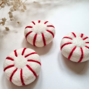 Felted Christmas Peppermint - Pack of 3