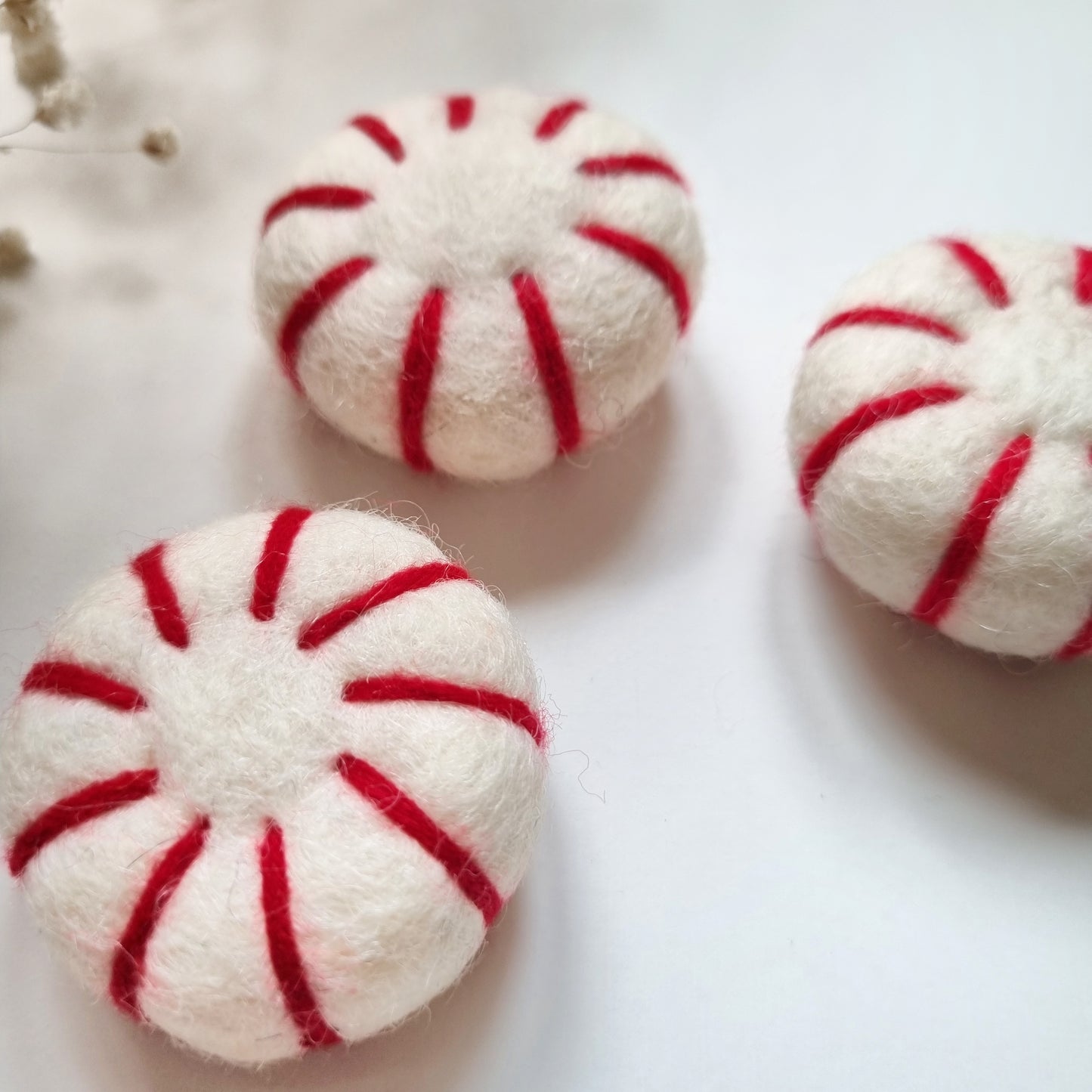 Felted Christmas Peppermint - Pack of 3