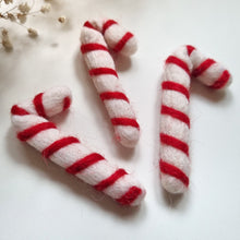 Load image into Gallery viewer, Felted Christmas Candy Cane - Pack of 3