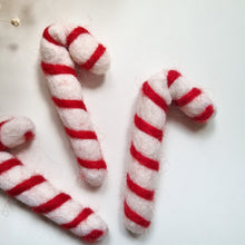 Load image into Gallery viewer, Felted Christmas Candy Cane - Pack of 3