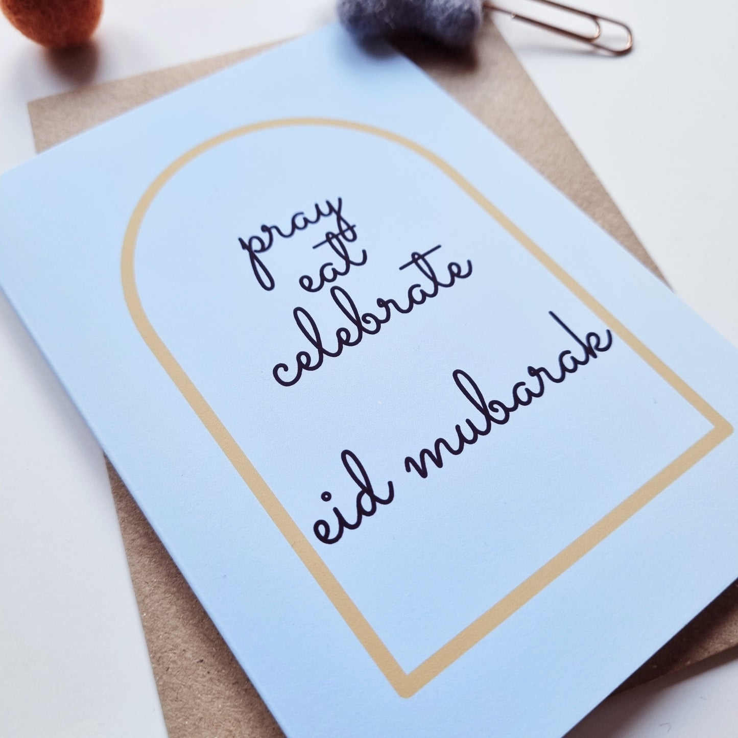 Eid Mubarak - A6 Pray Eat Celebrate Frame Greeting Card
