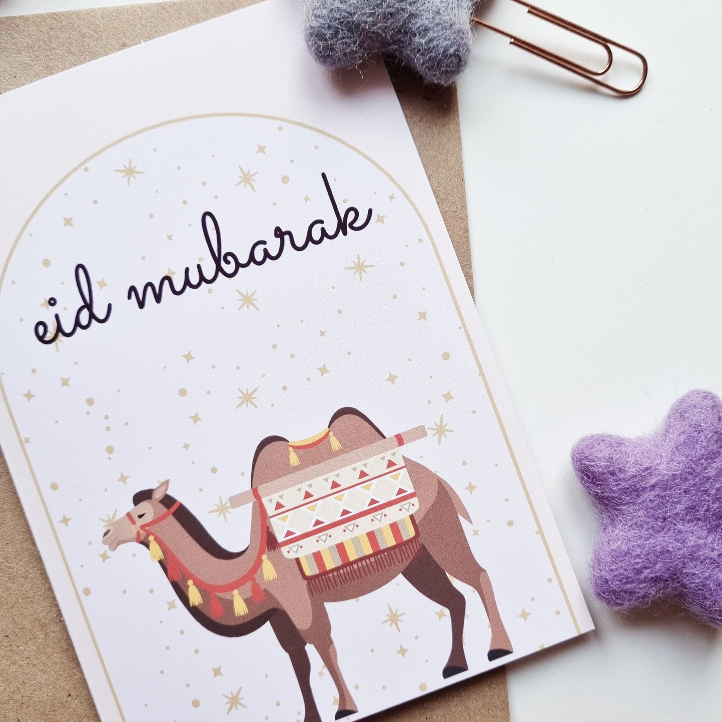 Eid Mubarak - A6 Camel in a Frame Greeting Card