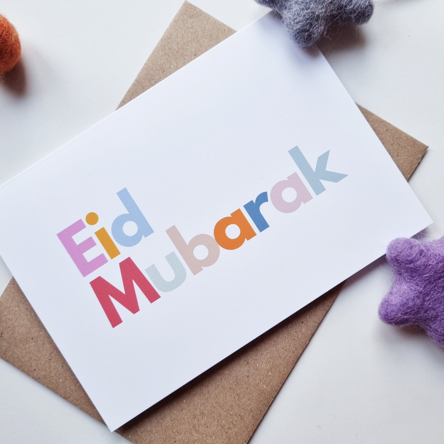 Eid Mubarak - A6 Colour Wording Greeting Card