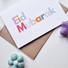 Load image into Gallery viewer, Eid Mubarak - A6 Colour Wording Greeting Card