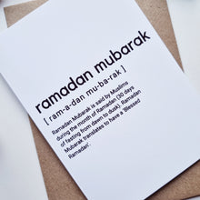 Load image into Gallery viewer, Ramadan Mubarak - A6 Typography Greeting Card